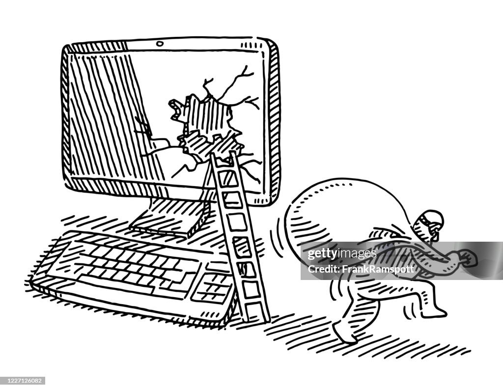 Ict Drawing Ransom Digital Data Robbery Concept Drawing High-Res Vector Graphic - Getty Images
