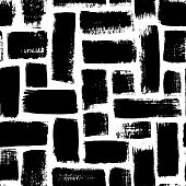 Grunge rectangles vector seamless pattern. Hand drawn brush strokes ornament. Ink illusatrtion, geometric abstract texture.