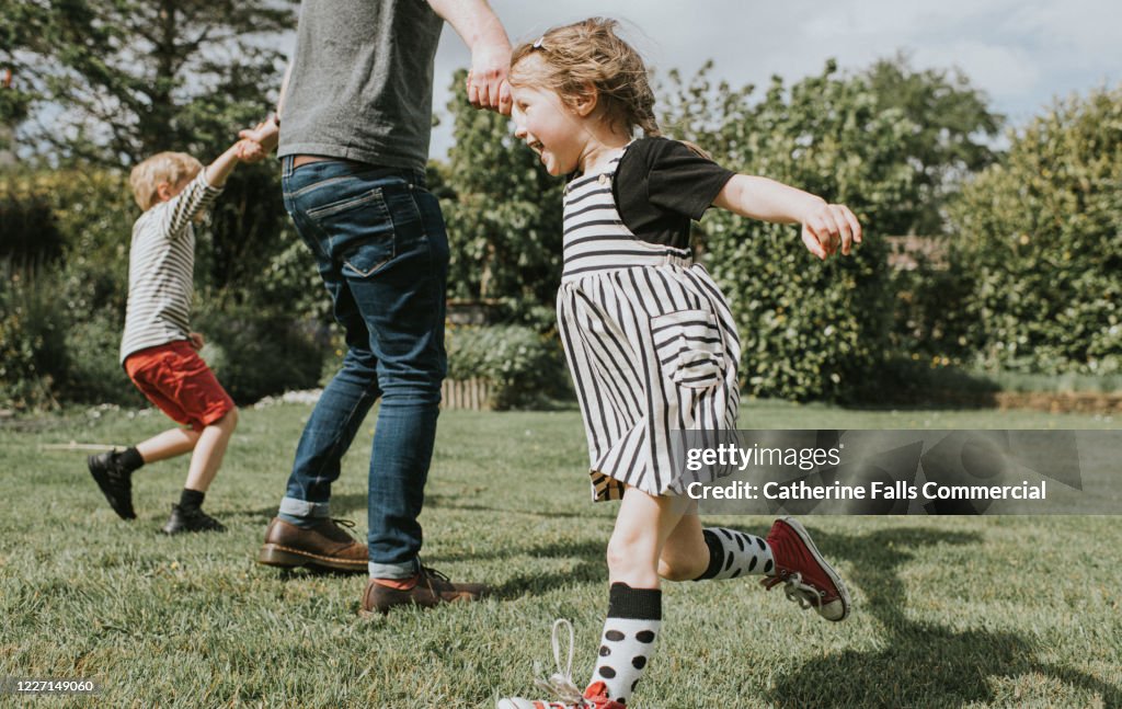 Kids running in a Garden