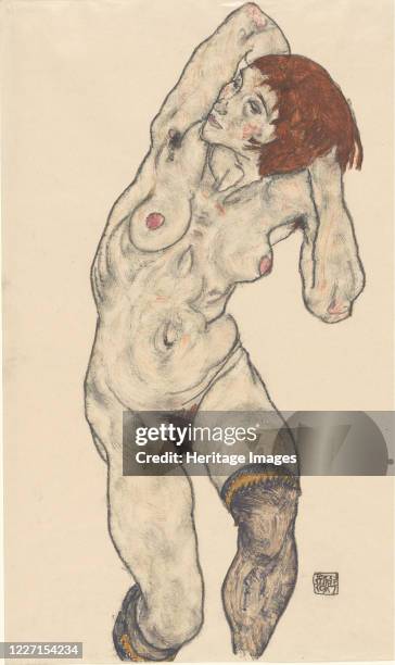 Nude in Black Stockings, 1917. Artist Egon Schiele.