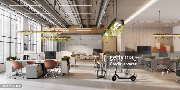 interior of an open plan office space - office stock pictures, royalty-free photos & images