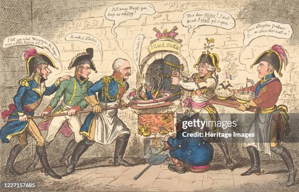 The Allied Bakers or the Corsican Toad in the Hole, April 1, 1814. Gebhardt von Bl�cher, the Duke of Wellington and Austrian emperor Francis I...
