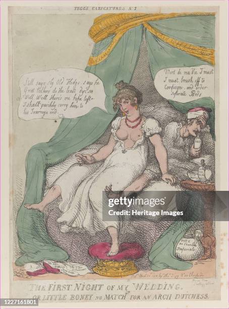 The First Night of My Wedding, or Little Boney No Match For an Arch Dutchess, April 25, 1810. Artist Thomas Rowlandson.