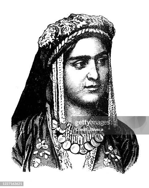 ilustrações de stock, clip art, desenhos animados e ícones de antique illustration: asian and european native, armenian woman - italia armenia