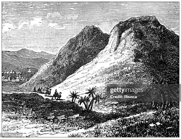 antique illustration: mount ararat - dormant volcano stock illustrations
