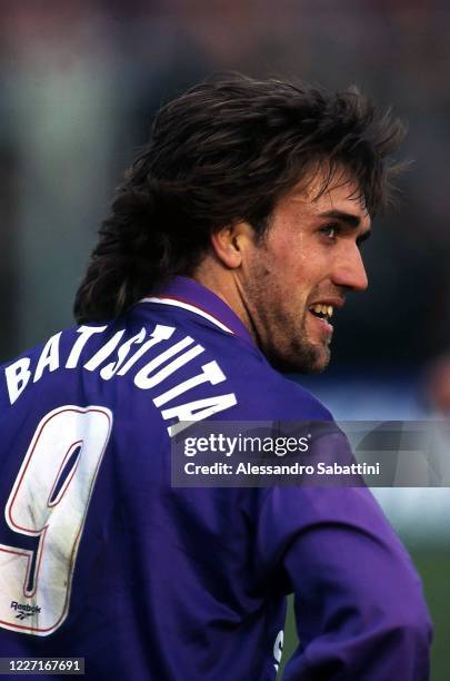 Gabriel Batistuta of ACF Fiorentina reacts during the Serie A 1995-96, Italy.