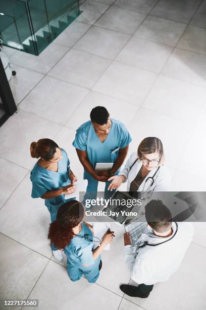 discussing ways to move forward with treatment for their patient - doctor on the move stock pictures, royalty-free photos & images