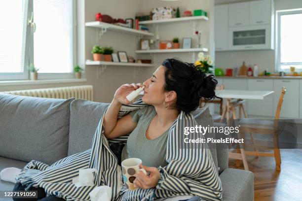 treatment for allergies or common cold - aerosol can stock pictures, royalty-free photos & images