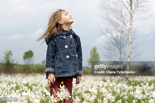 girl in spring flowers - narcissus mythological character 個照片及圖片檔