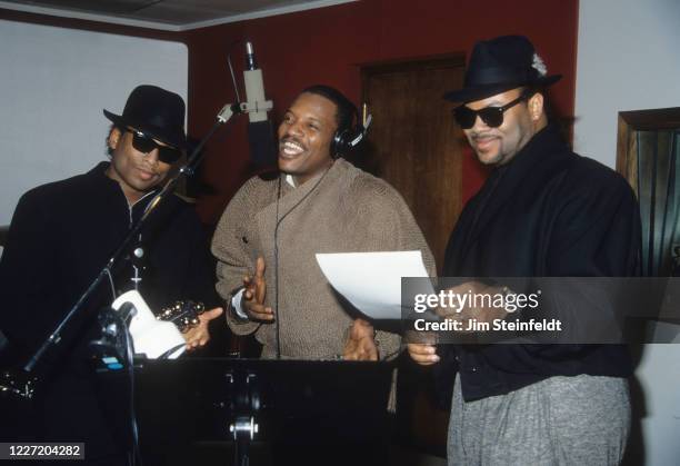 Singer Alexander O'Neal during a recording session with Jimmy Jam and Terry Lewis in Minneapolis, Minnesota in 1988.