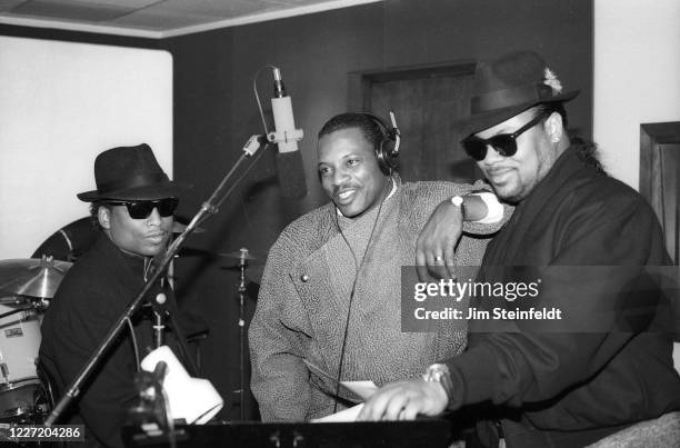 Singer Alexander O'Neal during a recording session with Jimmy Jam and Terry Lewis in Minneapolis, Minnesota in 1988.