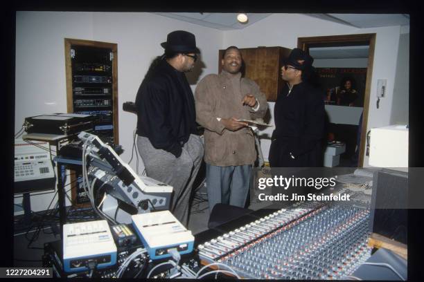 Singer Alexander O'Neal during a recording session with Jimmy Jam and Terry Lewis in Minneapolis, Minnesota in 1988.