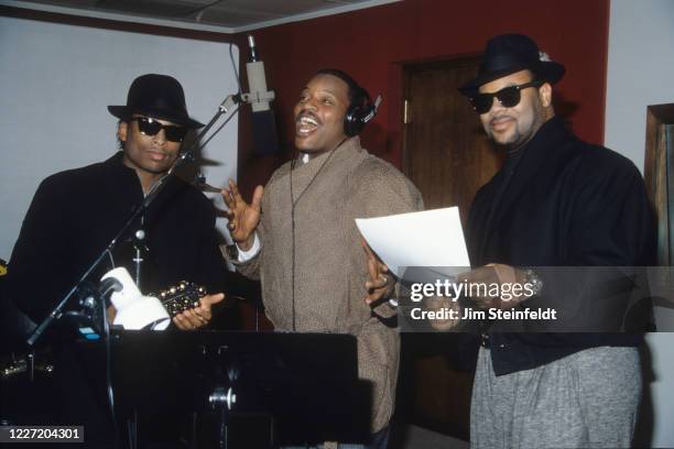 Singer Alexander O'Neal during a recording session with Jimmy Jam and Terry Lewis in Minneapolis, Minnesota in 1988.