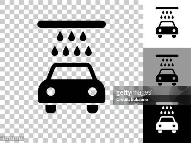 illustrations, cliparts, dessins animés et icônes de icône de lavage de voiture sur le fond transparent de checkerboard - station de lavage auto