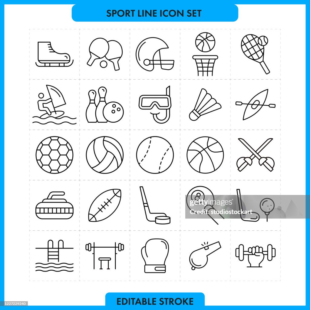 Sport Line Icon Set. Editable Stroke