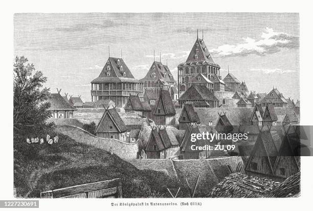 historical view of antananarivo, madagascar, wood engraving, published in 1891 - antananarivo stock illustrations