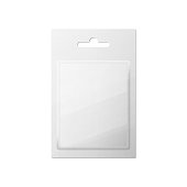 Plastic Transparent Blister With Hang Slot, Product Package. Illustration Isolated On White Background.