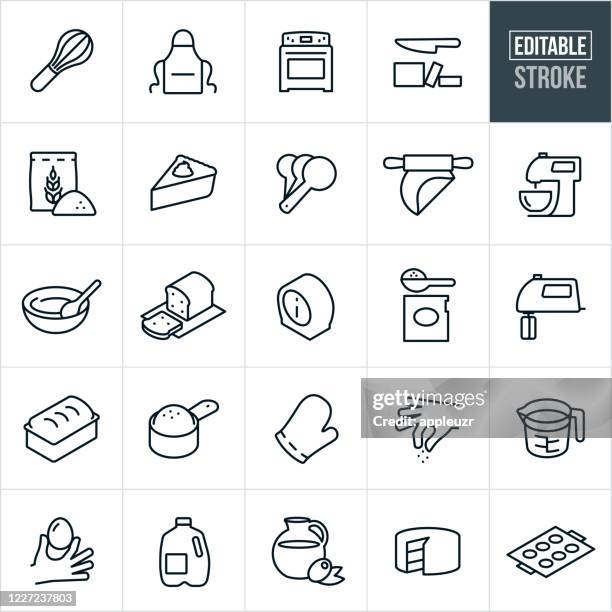 baking thin line icons - editable stroke - baking stock illustrations