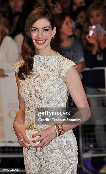 Anne Hathaway attends the European premiere of 'One Day' at Vue Westfield on August 23, 2011 in London, England.