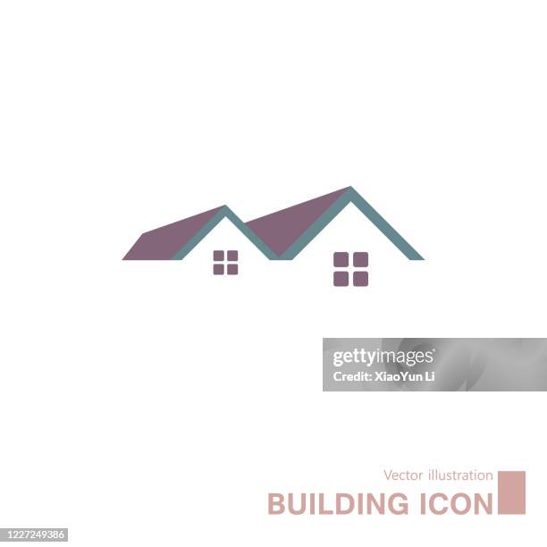 vektor gezeichnetes gebäudesymbol. - dach stock-grafiken, -clipart, -cartoons und -symbole