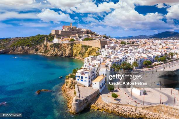 aerial view of ibiza town, castell de eivissa. balearic islands, spain - ibiza island 個照片及圖片檔