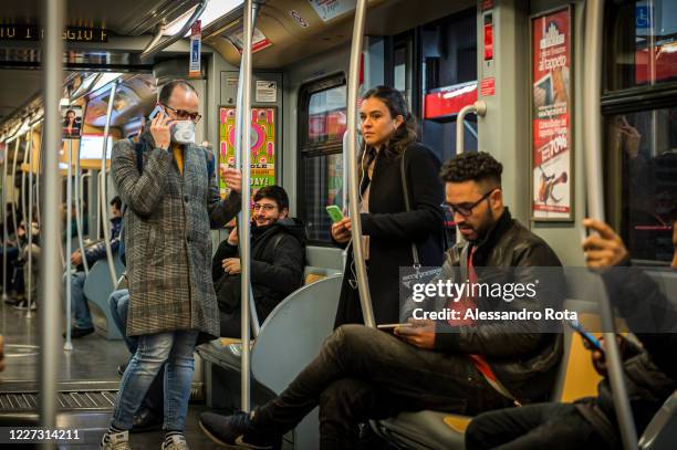 People using the Milan Metro system at peak hours on February 24,2020 in Milan,Italy. Italy is the first country in Europe and the third largest in...
