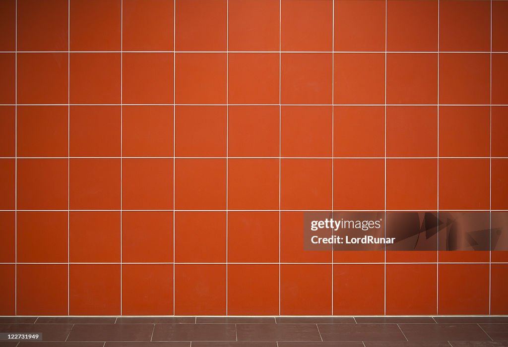 Red tile wall background