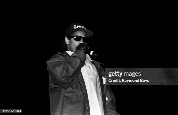 Rapper Eazy-E performs at the Regal Theater in Chicago, Illinois in November 1992.