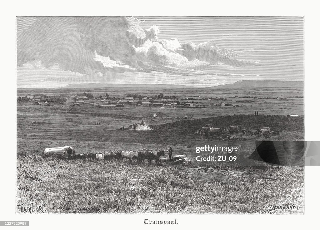 A settlement in Transvaal (South Africa), wood engraving, published 1891