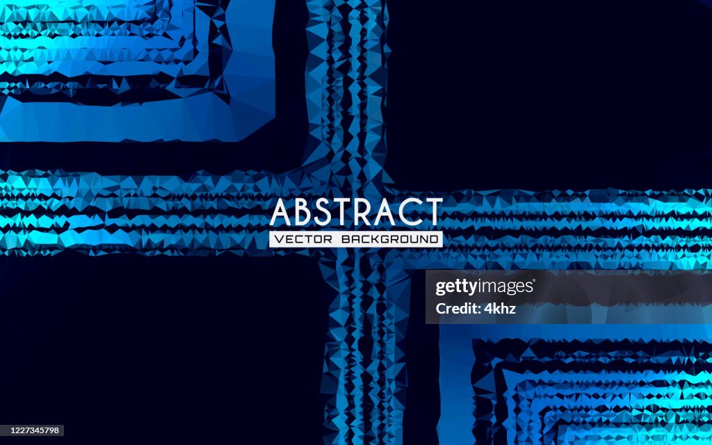 BLUE CROSS SHAPED POLYGONS SYMMETRIC ABSTRACT ARTWORK