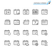 Calendar line icons. Editable stroke. Pixel perfect.