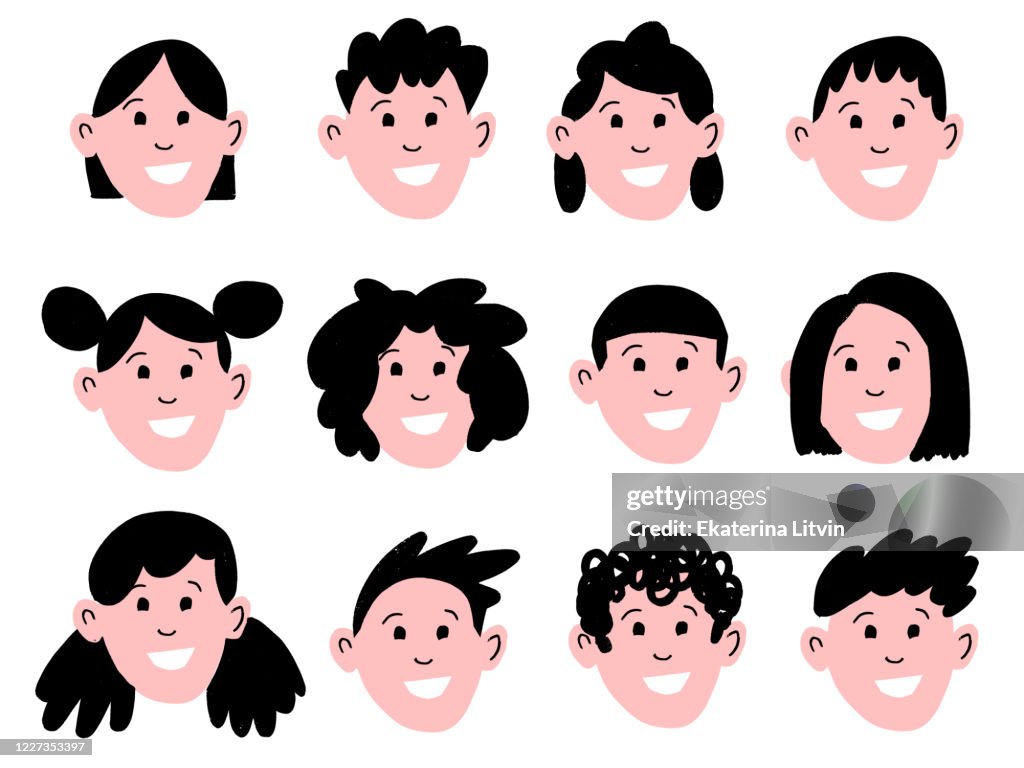 Illustration set of different man and woman hairstyles