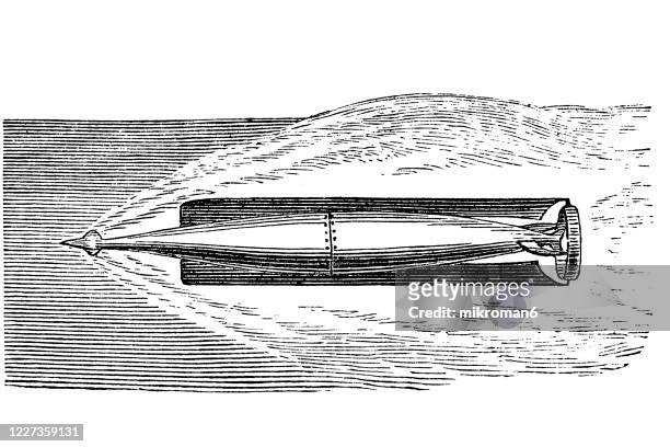 antique illustration of torpedo - wood block stock pictures, royalty-free photos & images