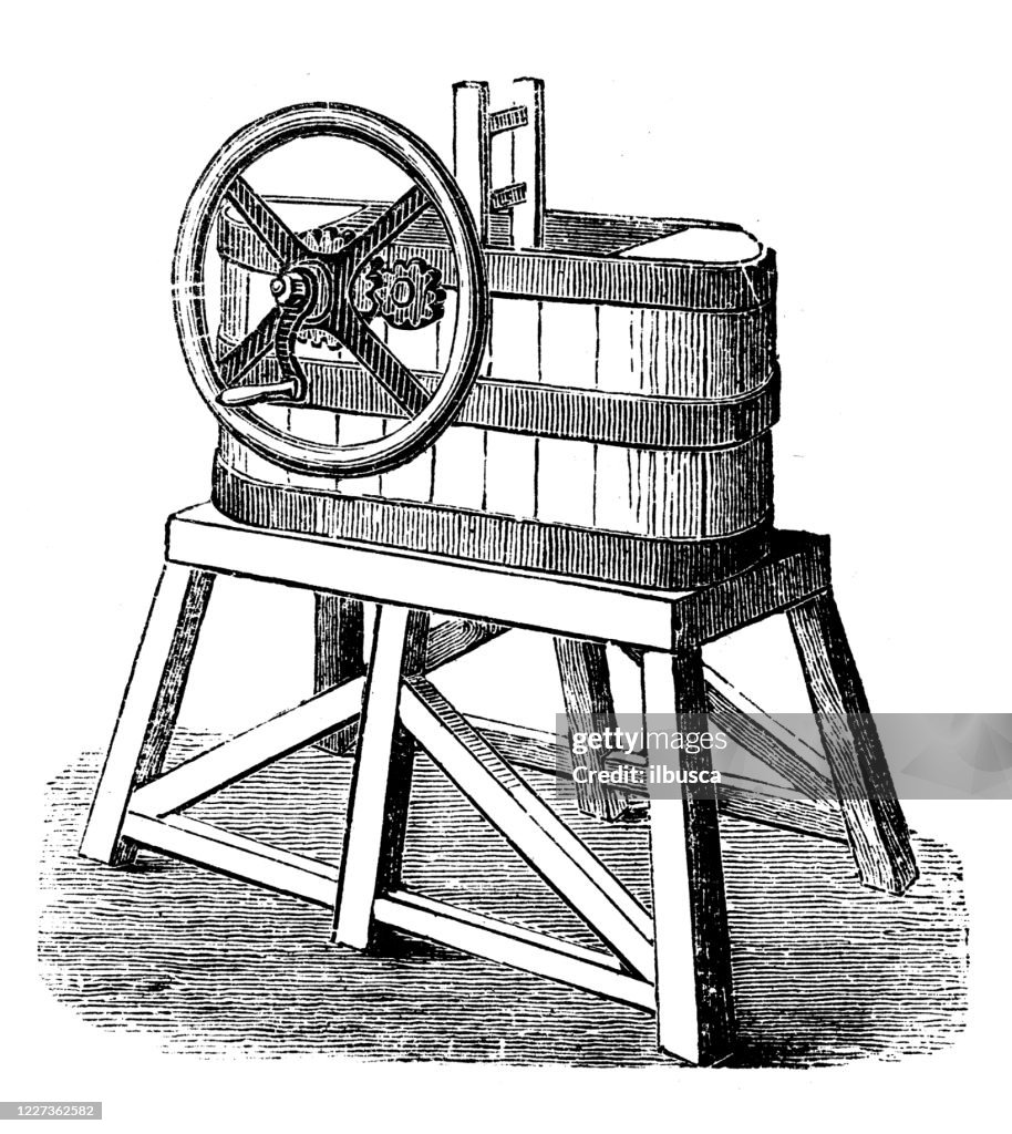 Antique illustration: Butter churn