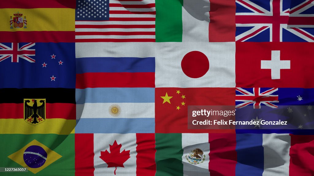 Fabric wavy texture national flags