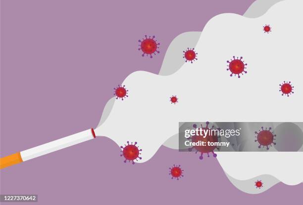 rauch aus zigaretten hat einen virus - zigarette stock-grafiken, -clipart, -cartoons und -symbole