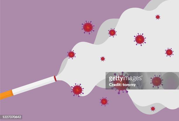 smoke from cigarettes has a virus - smoking issues stock illustrations