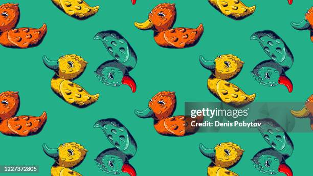 hand-draw funny cartoon vector seamless illustration - ducks. - drake stock illustrations