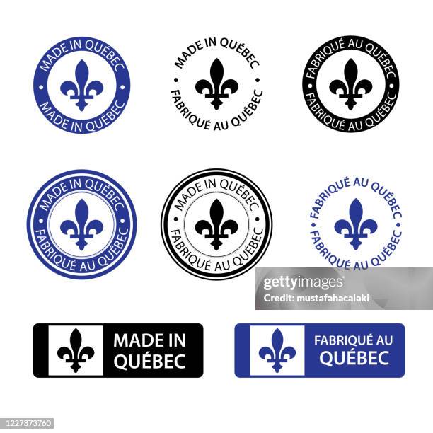 ilustrações de stock, clip art, desenhos animados e ícones de made in quebec stamps - quebec