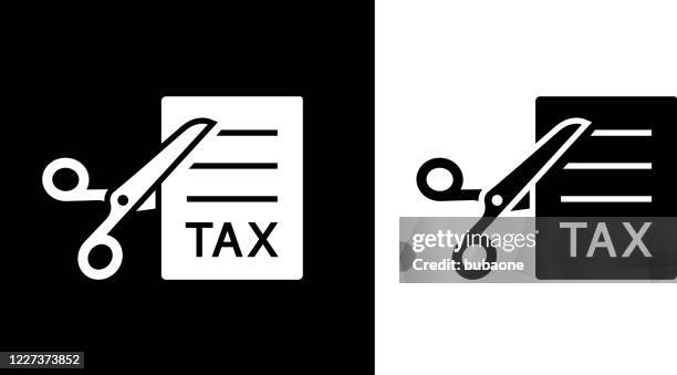 cutting taxes page with scissors icon - tax forms stock illustrations