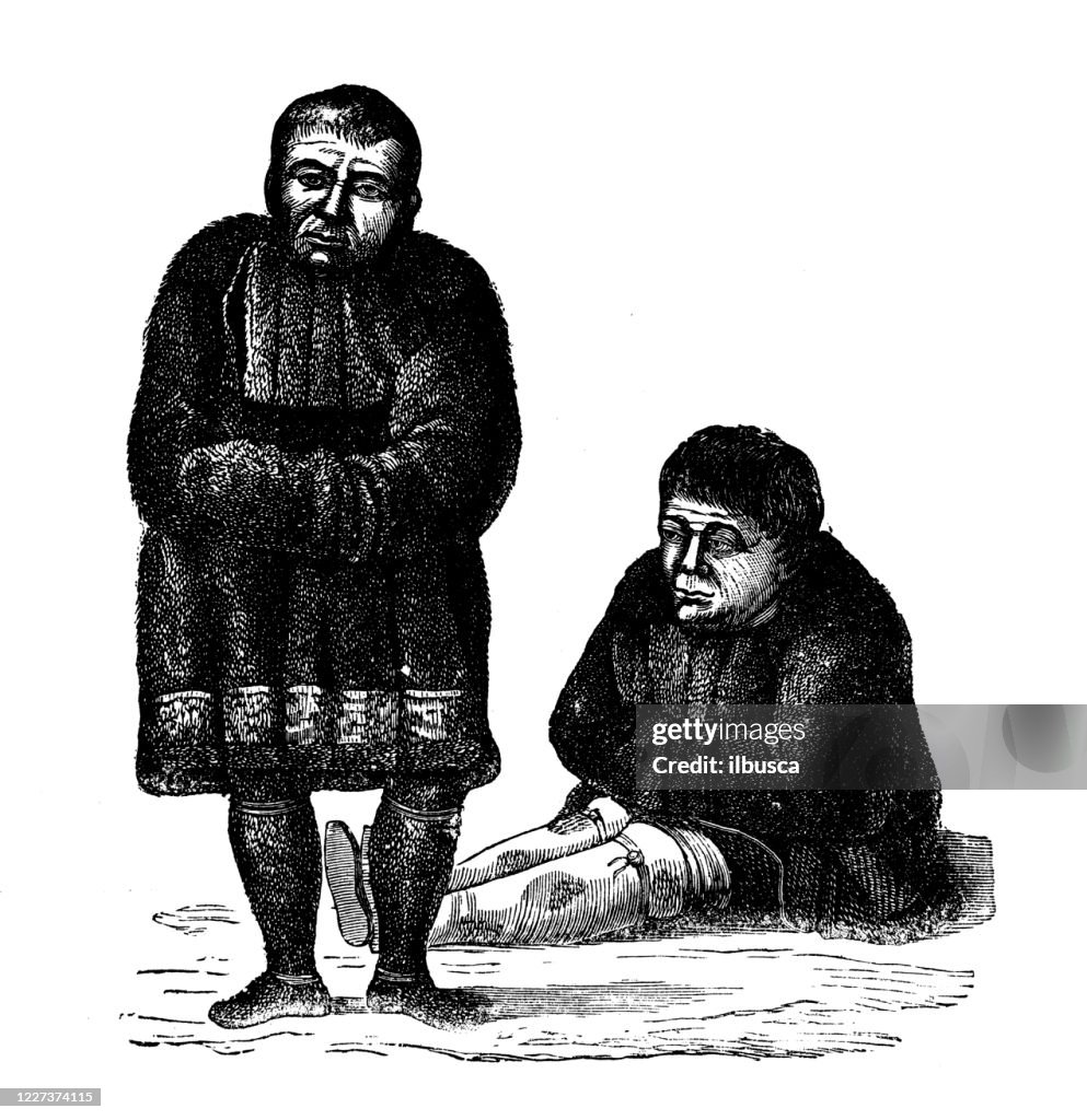 Antike Illustration: Itelmens, Kamtschatka
