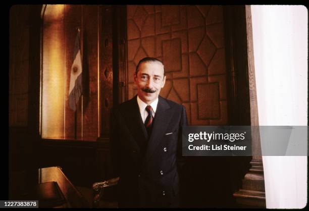 Portrait of Argentinean President Jorge Rafael Videla as he poses in his office, Buenos Aires, Argentina, 1979.