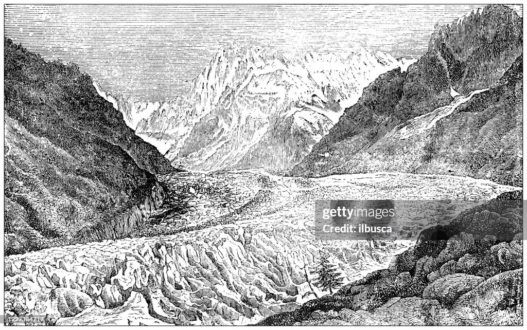 Ancient illustration: Chamonix Glacier