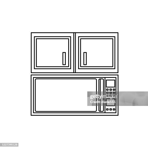 under cabinet microwave design kitchen icon - kitchen cabinets stock illustrations