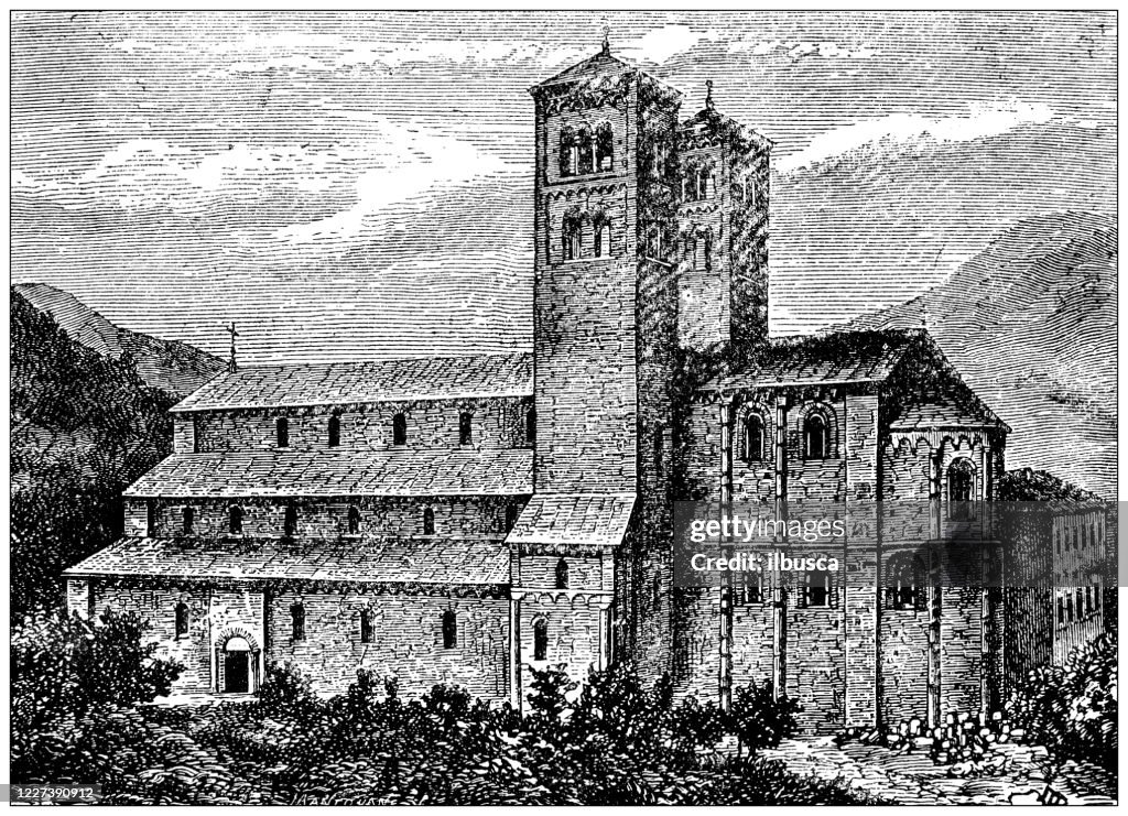 Antique illustration: San Abbondio Church, Como