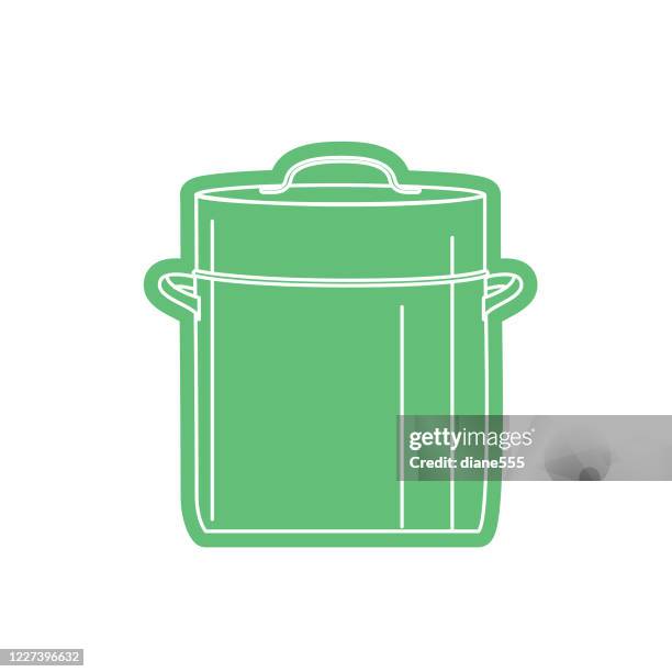 stock pot kitchen line icon - stew pot stock illustrations