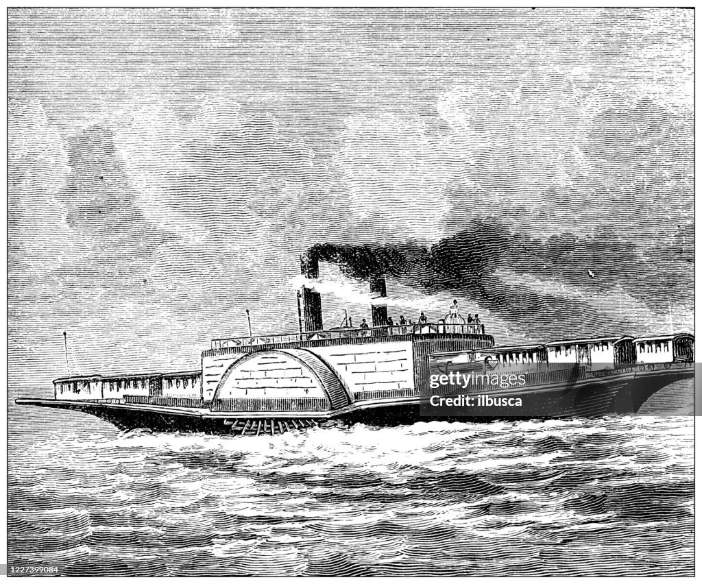 Antique illustration: Ship on Lake Constance