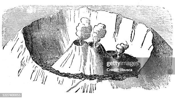 antique illustration: vesuvio volcano - volcano eruption stock illustrations