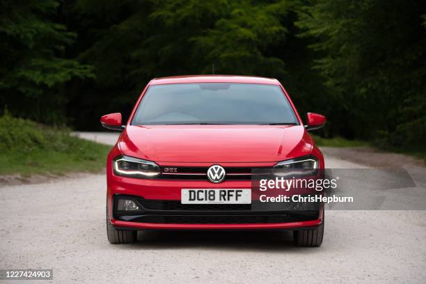 mk6 volkswagen polo gti plus in flash red paint - front stock pictures, royalty-free photos & images