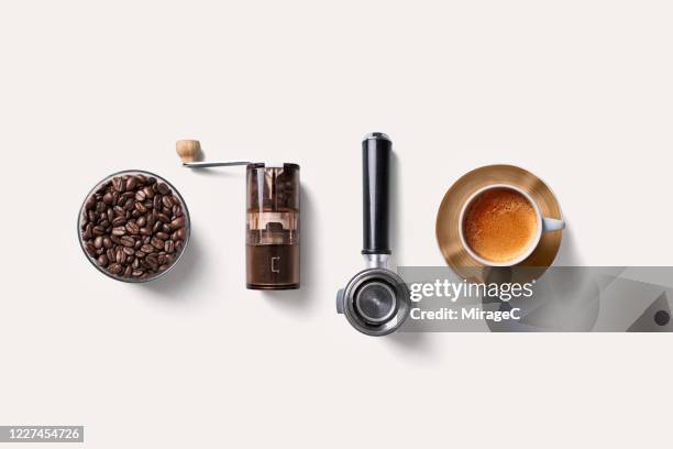 espresso coffee collection - coffee grinder stock-fotos und bilder